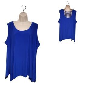 Cato Sleeveless Multicolor Floral Tunic Top Plus 22- 24W Sharktooth Hem V-neck